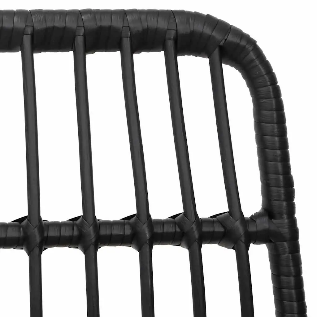 5 Piece Garden Dining Set Outdoor Patio Furniture Black Poly Rattan Chair Table