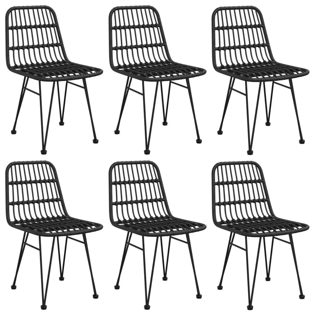 7 Piece Garden Dining Set Black Outdoor Patio Furniture Rattan Chair Table