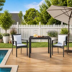 Outdoor Dining Set 3 Piece Garden Furniture Table Chairs Cushions Black Patio