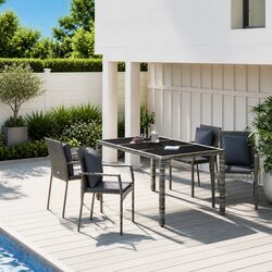 Garden Dining Set 5 Piece Outdoor Patio Furniture Grey Rattan Chairs Table