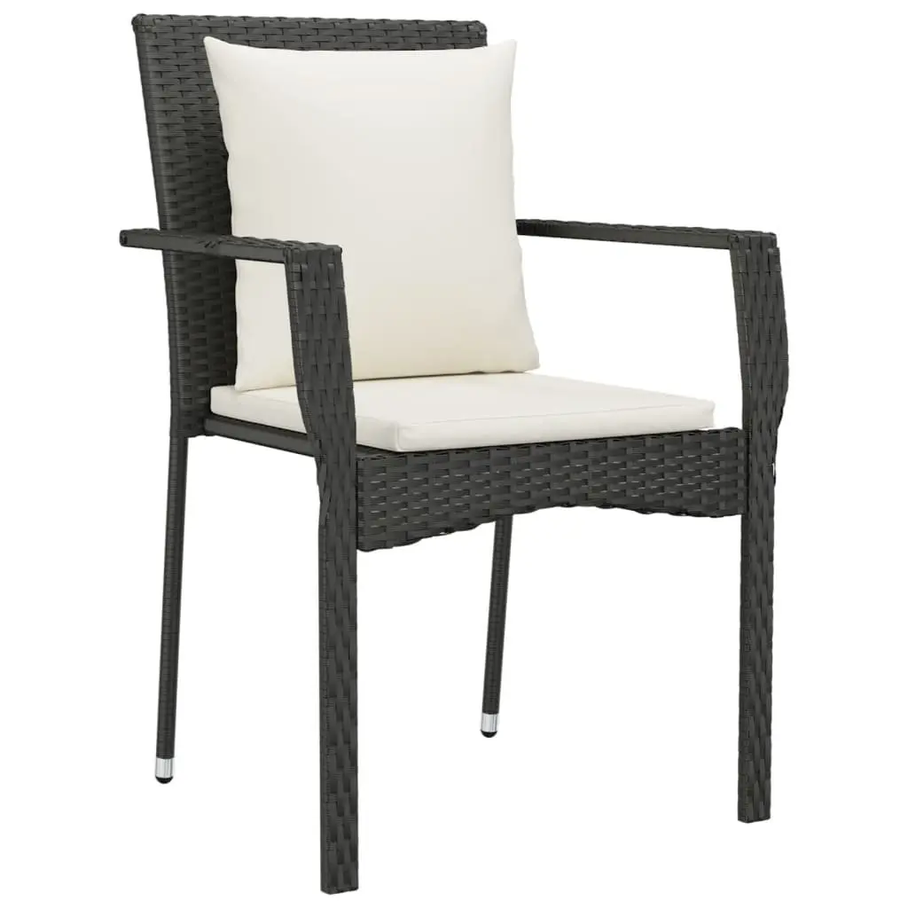 Garden Dining Set 5 Piece Outdoor Patio Furniture Weather-Resistant Black PE Rattan Cushioned