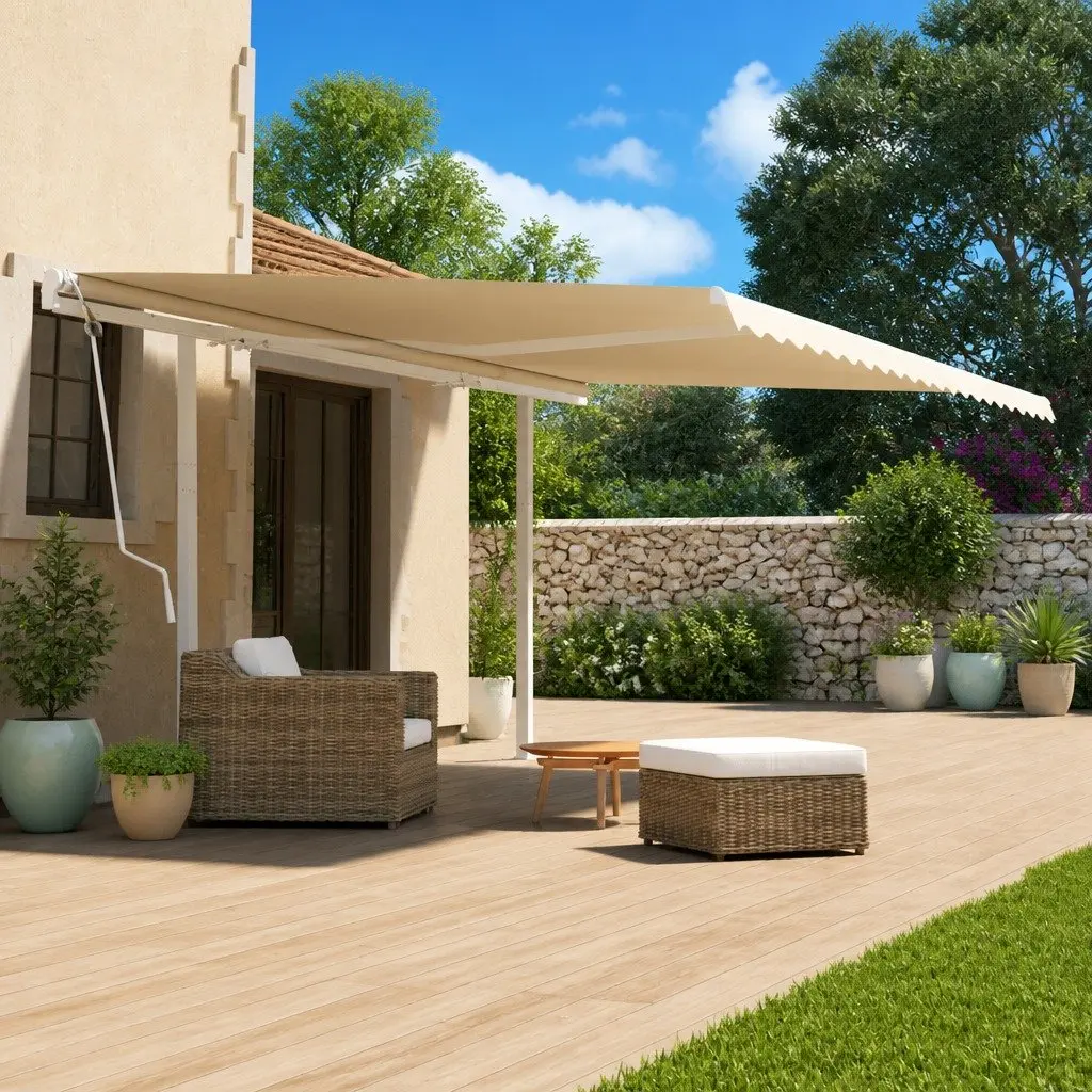 Awning Post Set Double Posts Outdoor Support 600x245cm White