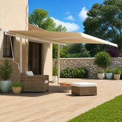 Awning Post Set White 600x245 cm Double Posts Outdoor Terrace Balcony Garden