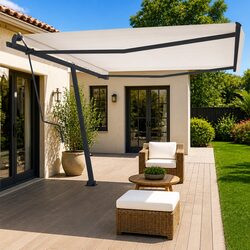 Awning Post Set Anthracite 450x245 cm Rotary Base Outdoor Shade Support