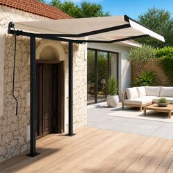 Awning Post Set Anthracite 300x245 cm Outdoor Terrace Balcony Garden Shade