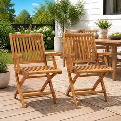 Outdoor Folding Garden Chairs Set of 2 Wooden Seating Patio Furniture
