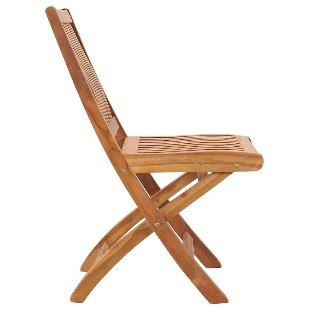 Folding Outdoor Garden Chairs Set 2 pcs Brown Wooden Teak Furniture