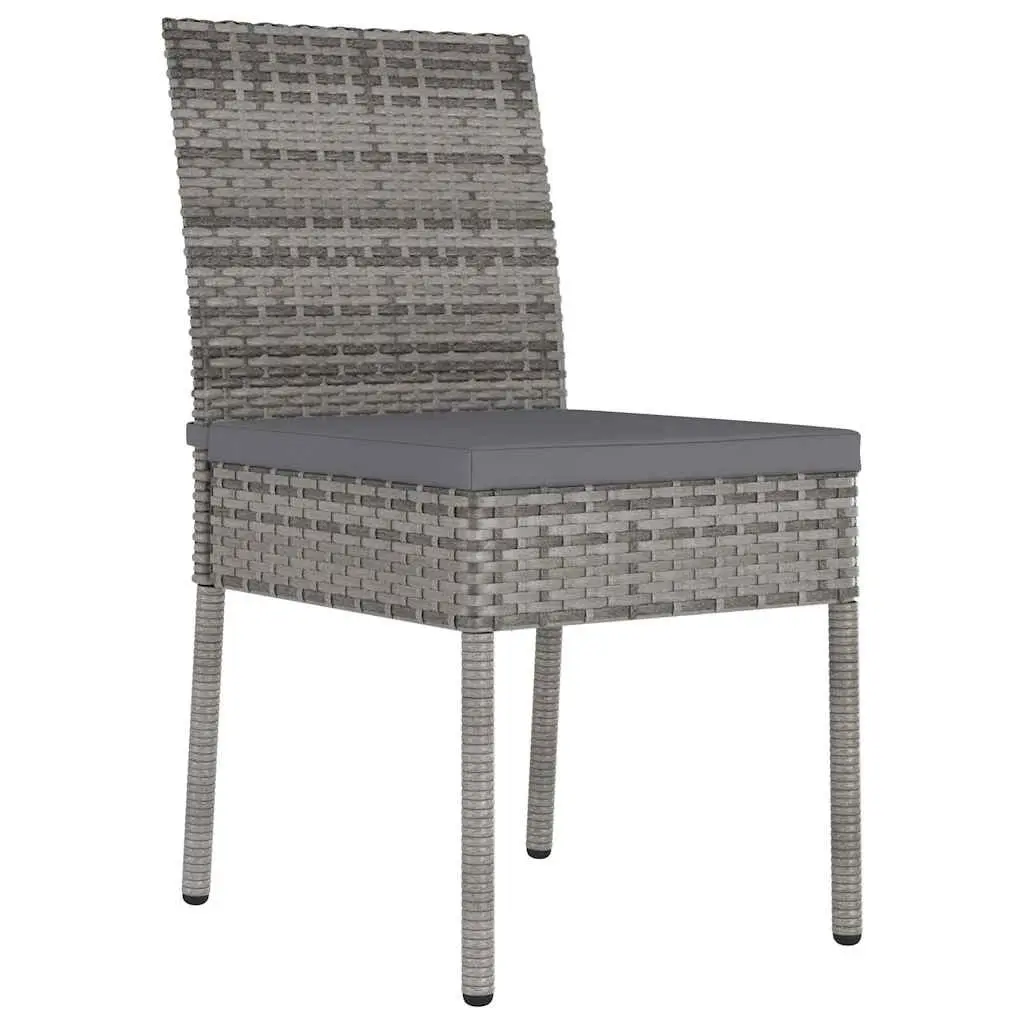 Outdoor Dining Chairs Set of 2 Poly Rattan Garden Seating with Cushions Grey