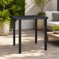 Garden Dining Table Outdoor Patio Furniture Black Poly Rattan Glass Top