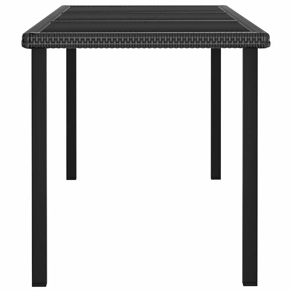 Outdoor Dining Table Black Garden Patio Furniture Poly Rattan Glass Tabletop