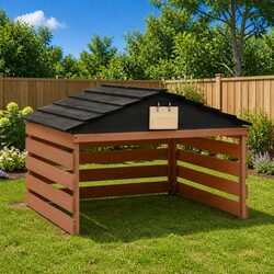 Robotic Lawn Mower Garage Shed Storage Brown Firwood Outdoor Protection