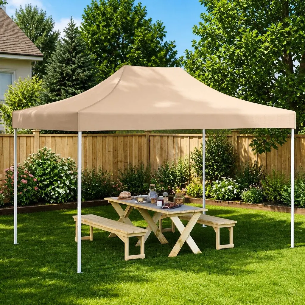 Party Tent Roof Replacement Canopy Top Cover 4.5 x 3 m Beige Oxford