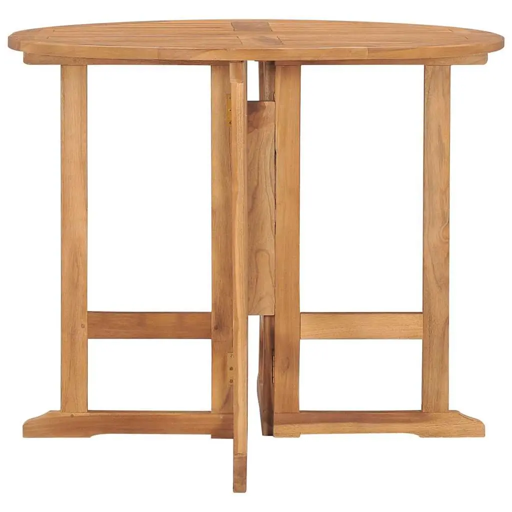 Folding Outdoor Dining Table Round 90cm Teak Wood Brown