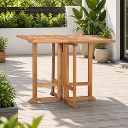 Folding Garden Dining Table 90x90x75cm Outdoor Furniture Teak Wood Brown