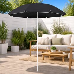 Garden Parasol Anthracite 180cm Outdoor Shade Umbrella Steel Pole Ribs Tilting