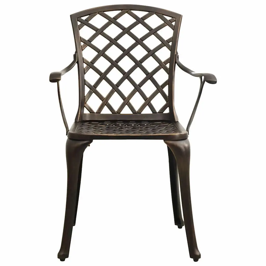 Outdoor Garden Chairs Set Cast Aluminium Dining Seating Brown