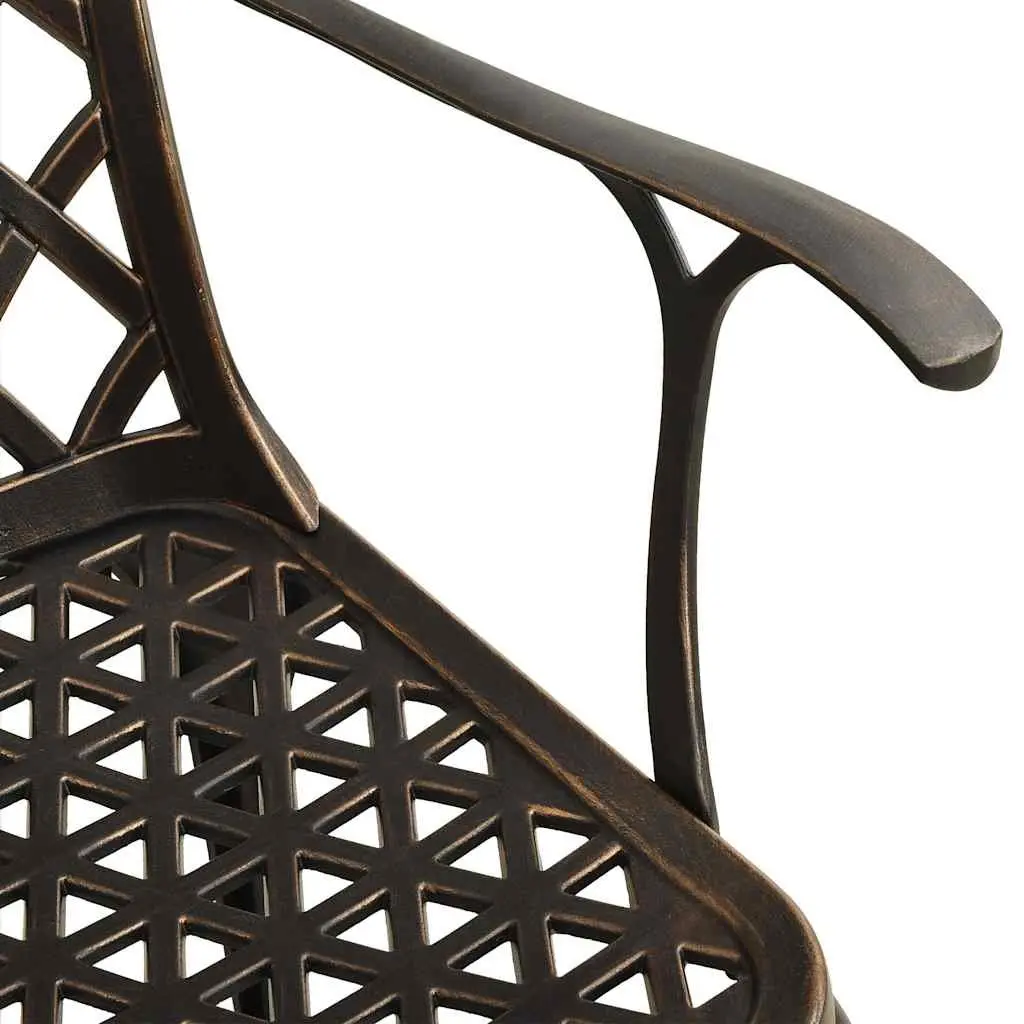 Outdoor Garden Chairs Set Cast Aluminium Dining Seating Brown