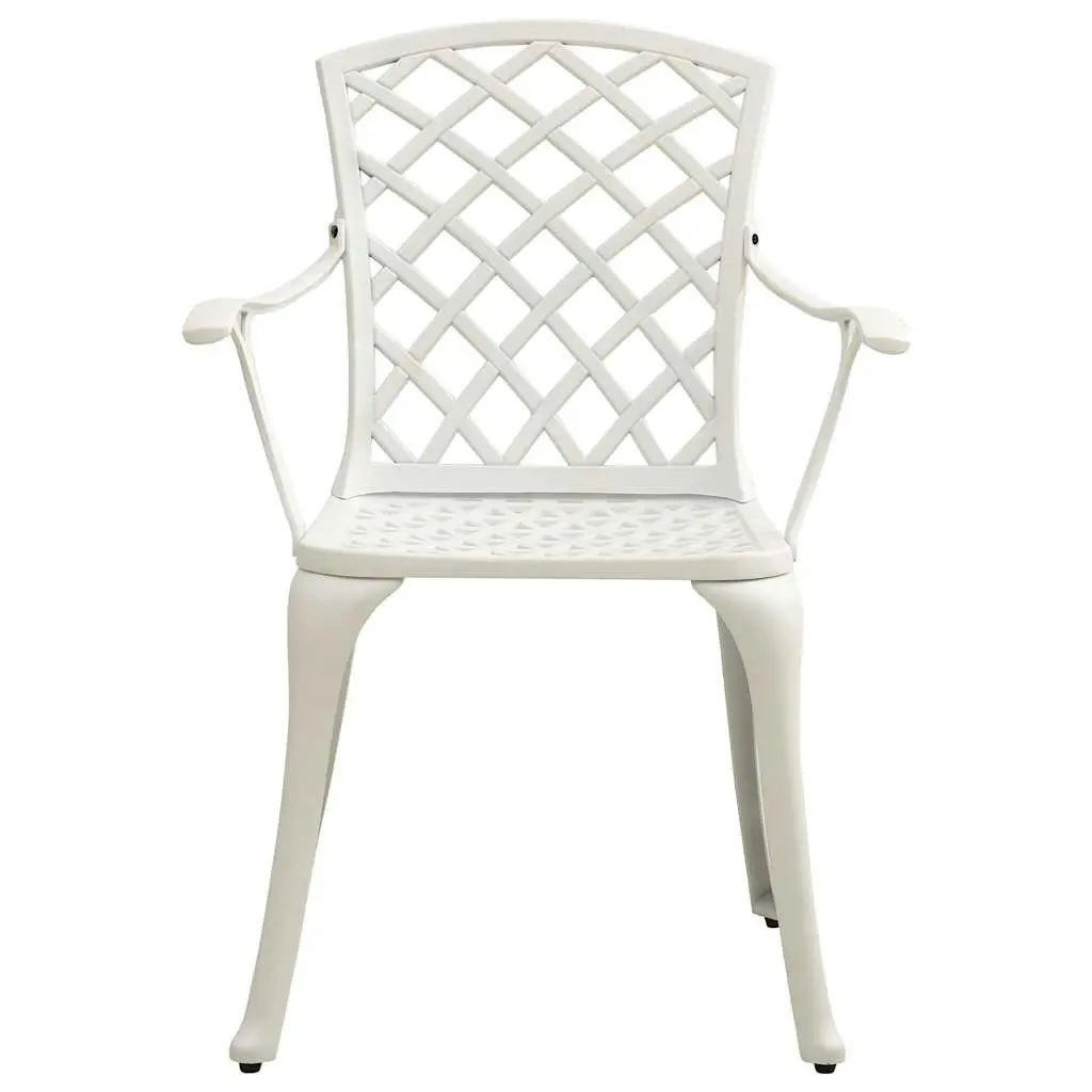 Outdoor Garden Chairs Cast Aluminium White Dining Seating Set 2 Piece