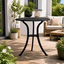 Garden Table Black Outdoor Patio Furniture Cast Aluminium with Umbrella Hole