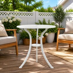 Garden Table Outdoor Patio Furniture Cast Aluminium White Tea Coffee with