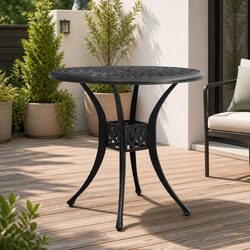 Garden Table Black Outdoor Patio Furniture Cast Aluminium Square Design