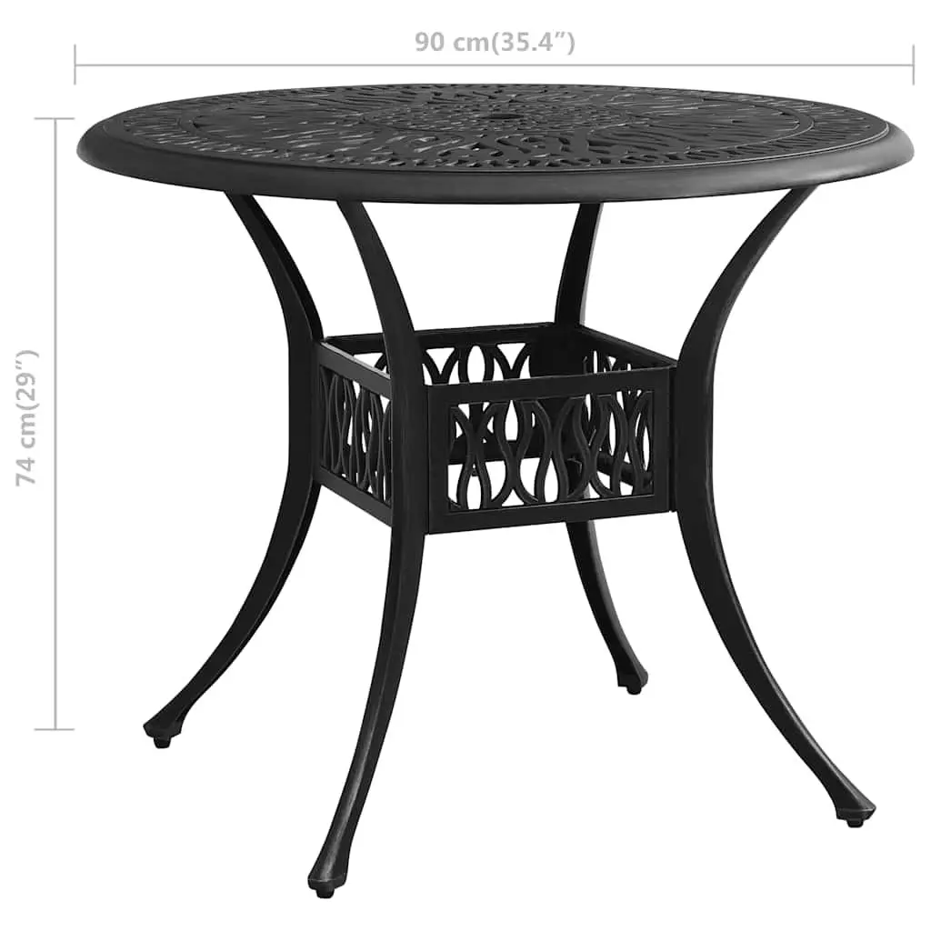 Outdoor Garden Table Cast Aluminium Square Black