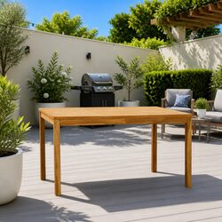 Garden Dining Table Outdoor Patio Furniture Teak Wood Brown 140x80x77cm