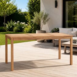 Outdoor Dining Table 160x80cm Solid Teak Wood Garden Patio Furniture