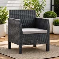 Garden Armchair Outdoor Seating with Cushion Anthracite 63x65x76cm Patio Chair