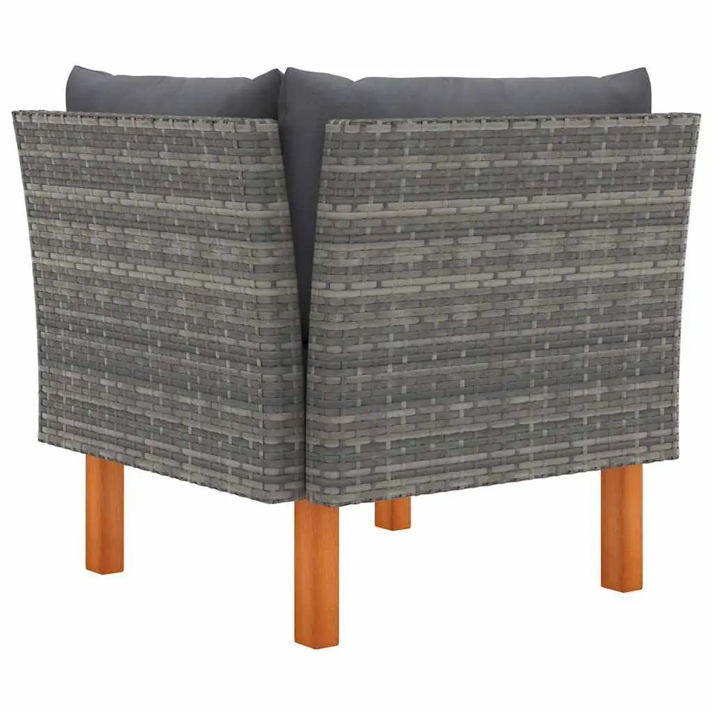 3 Piece Garden Lounge Set Grey Sectional Sofa with Cushions Rattan