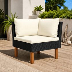 Outdoor Corner Sofa Sectional Unit Black Garden Patio Rattan Lounge Furniture