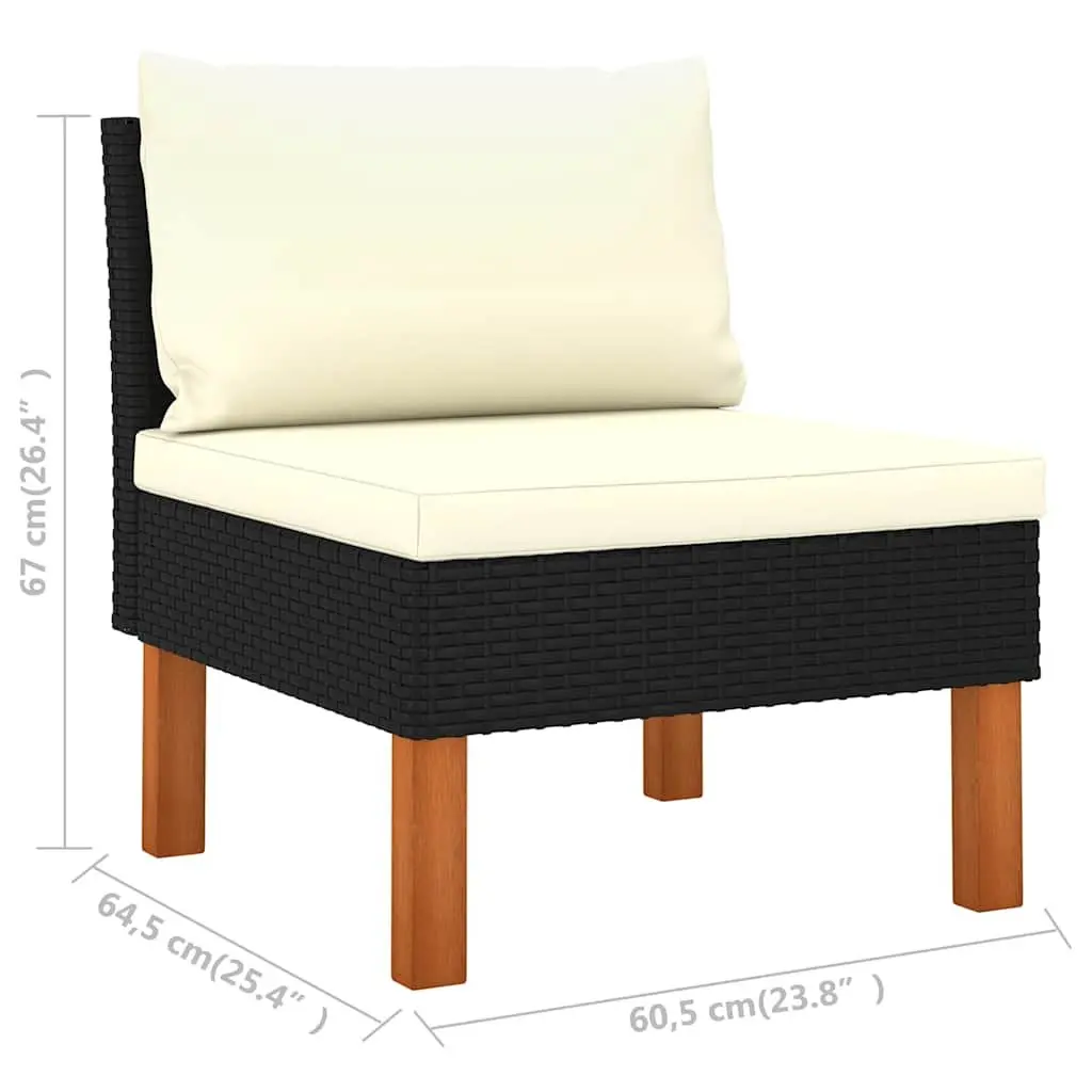 Outdoor Middle Sofas 2 Piece Rattan Sectional Seating Set Black