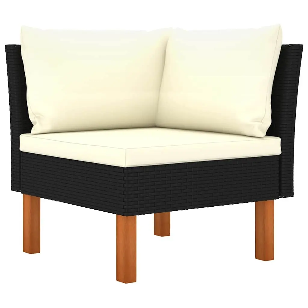 3 Piece Outdoor Garden Lounge Set Patio Sectional Sofa with Cushions Black