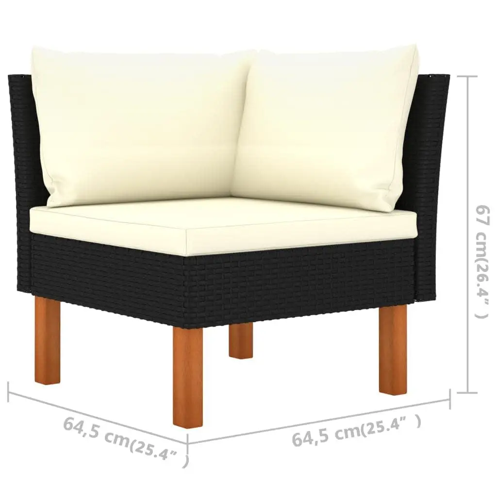 3 Piece Outdoor Garden Lounge Set Patio Sectional Sofa with Cushions Black