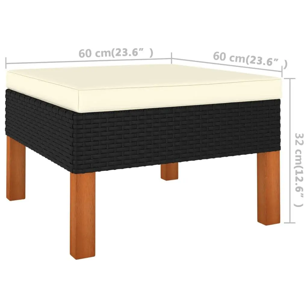 3 Piece Outdoor Garden Lounge Set Patio Sectional Sofa with Cushions Black