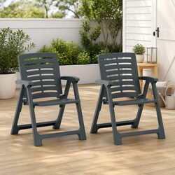Outdoor Garden Chairs 2 Piece Set Plastic Seating Lightweight Patio Furniture