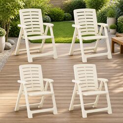 Outdoor Chairs 4 Pcs Set Garden Patio Seating Lightweight Easy Clean White