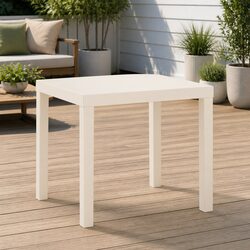 Garden Table White Outdoor Dining Patio Furniture Plastic 79x65x72cm