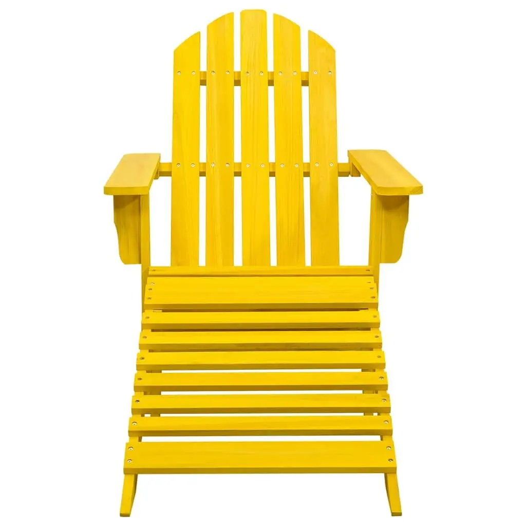 Adirondack Chair with Ottoman Solid Fir Wood Outdoor Seating Yellow