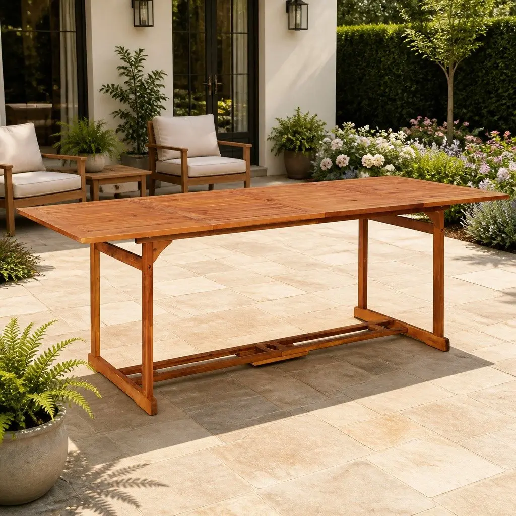 Outdoor Dining Table 220x90x75cm Garden Patio Furniture Solid Wood Brown
