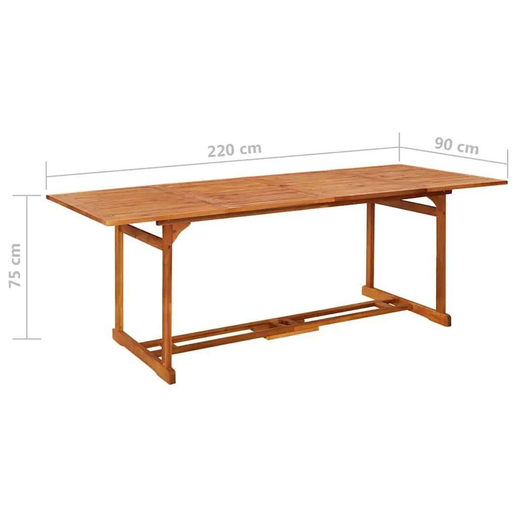 Outdoor Dining Table 220x90x75cm Garden Patio Furniture Solid Wood Brown