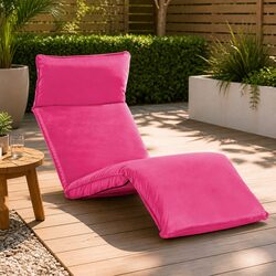 Foldable Sunlounger Pink Outdoor Garden Beach Reclining Chair 5-Level Adjustable
