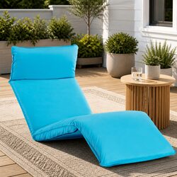 Foldable Sunlounger Blue Oxford Fabric 5-Level Adjustable Garden Beach Lounger