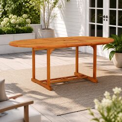 Extendable Solid Wood Garden Table Outdoor Dining Patio Furniture Brown