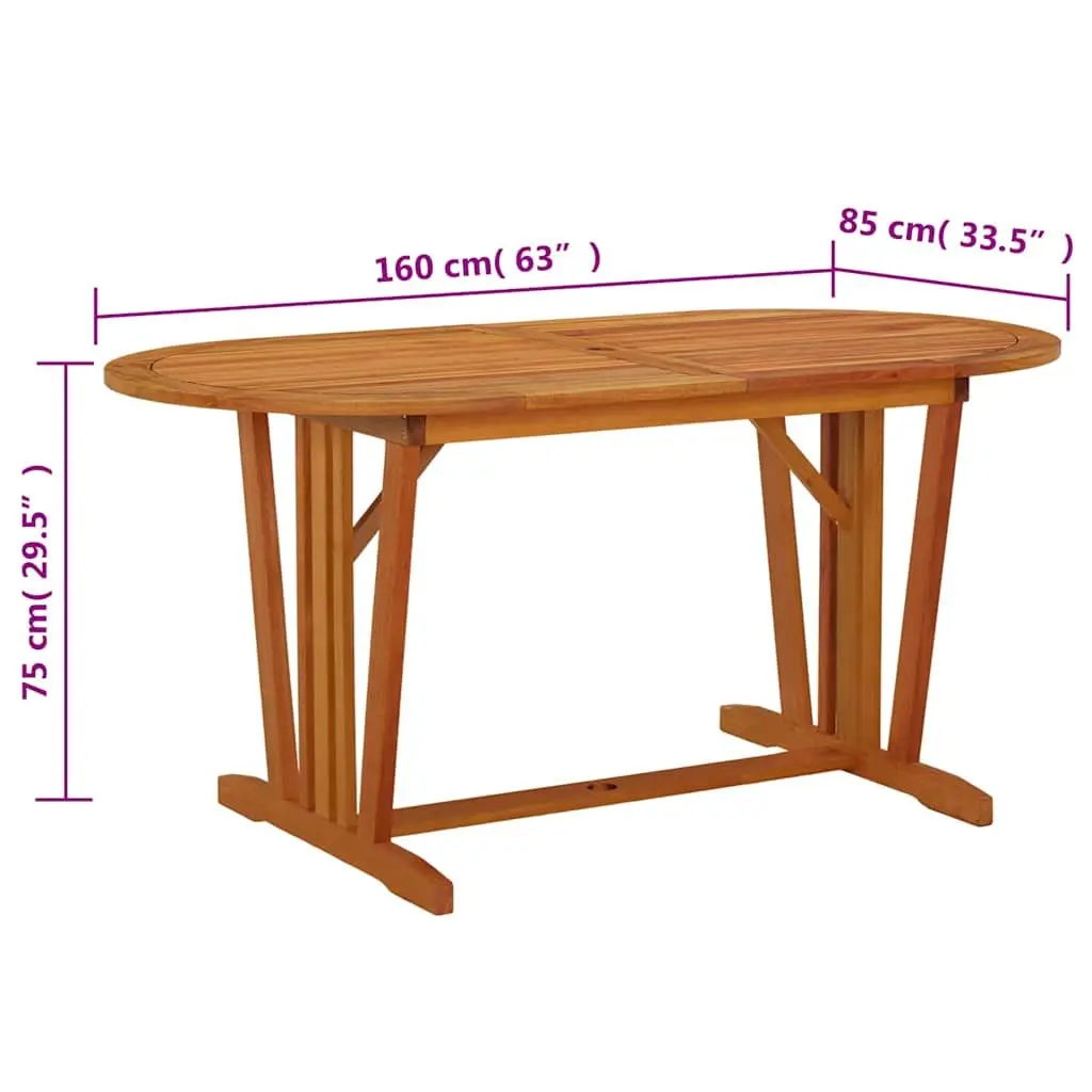Outdoor Dining Garden Table 160x85x75cm Solid Wood Eucalyptus Brown Patio