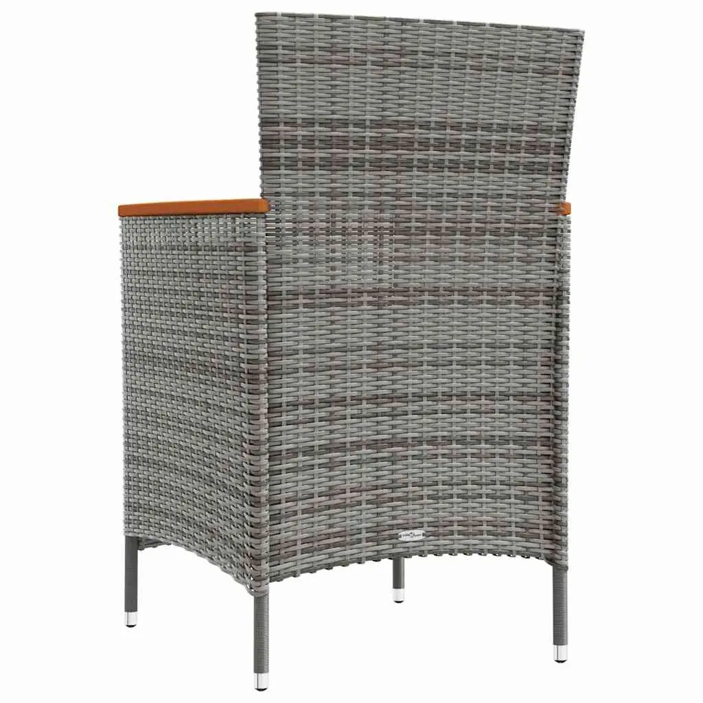 Outdoor Dining Chairs 2 pcs Garden Poly Rattan Grey Patio Seating with Cushion