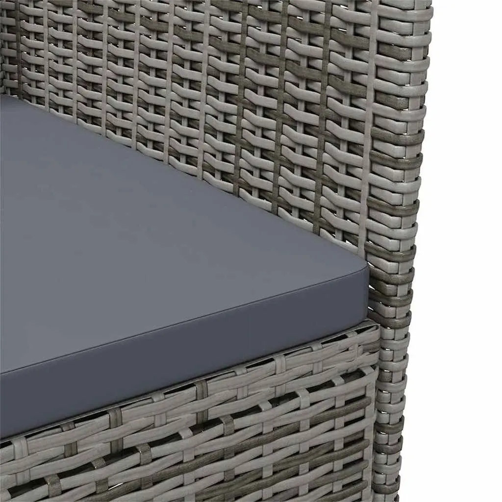 Outdoor Dining Chairs 2 pcs Garden Poly Rattan Grey Patio Seating with Cushion