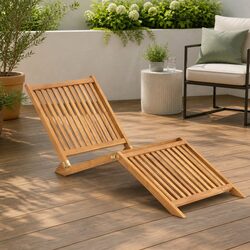 Sun Lounger Teak Wood Folding Outdoor Garden Patio Deck Chair Lounge Seat