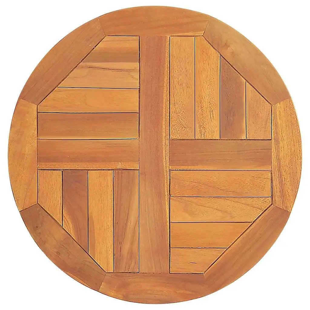Round Solid Teak Wood Table Top 50cm Diameter Brown Wooden Furniture Tabletop