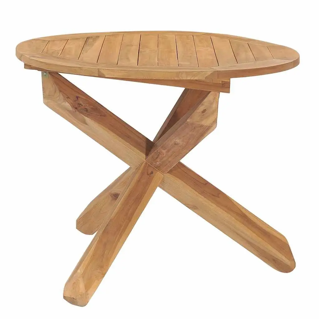 Garden Dining Table Round Solid Teak Wood Ø90cm Brown Outdoor Patio Furniture